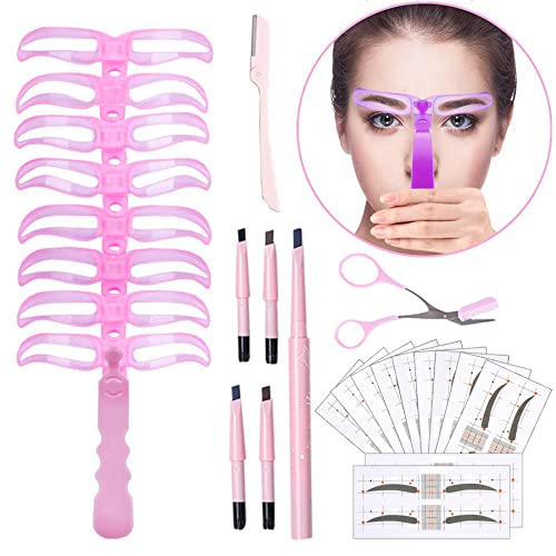 GCOA Plantilla De La Ceja,8 Estilos Plantilla Ceja Tarjeta de Dibujo de Ceja, Eyebrow Stencils Cejas Plantilla Kit Herramienta de Maquillaje Para Principiantes DIY