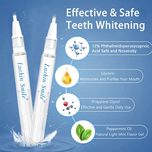 Gel Blanqueador de Dientes, Blanqueamiento Dientes Gel Blanqueador Dental Profesional con 12%PAP, Teeth Whitening Pen 4PCS, Blanqueamiento Dental de Acción Rápida Lápiz Blanqueador de Dientes Indoloro