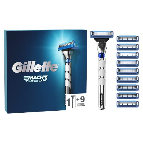 Gillette Mach3 Turbo - Maquinilla de afeitar para hombre con tiras lubricadas + 9 cuchillas de repuesto