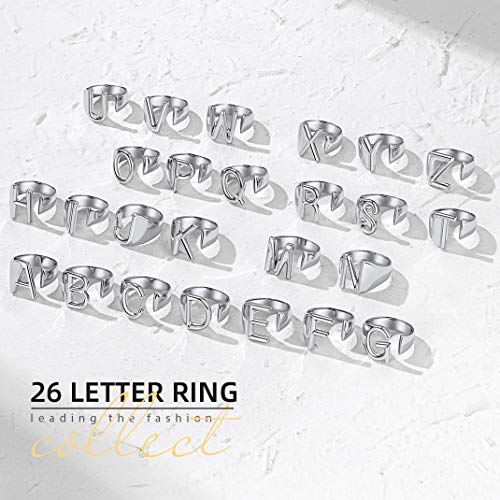 GOLDCHIC JEWELRY Anillos Letras P para Hombres Talla Ajustable Argolla Platina con Iniciales de Nombre