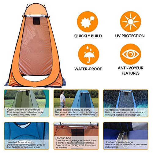 gormyel Tienda de ducha | Vestidor portátil para camping | Inodoro exterior Pop Up, cuarto de baño, refugio solar y lluvia para exteriores, tienda de intimidad plegable con bolsa de transporte