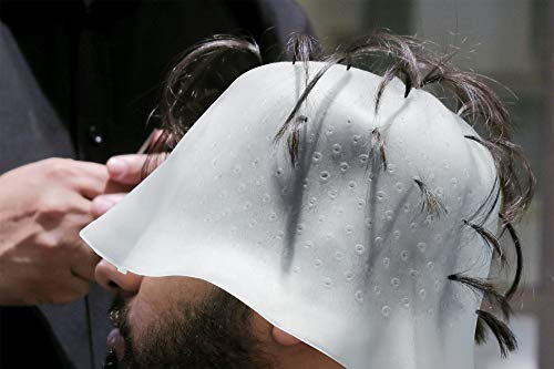 Gorra de Color de Cabello Gorro de Tinte de Silicona Gorro de Peluquería Reutilizable Incluye Aguja de Gancho de Metal, Blanco