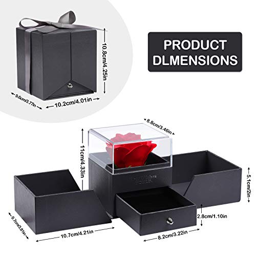 GuKKK Rosa Eterna Caja de Joyería Ramos, Rosa Eterna Caja de Joyería Bella, Rosa Eterna Caja de Almacenamiento, Caja de Joyería de San Valentín Regalos, para Aniversario, Día de la Madre (Gris)