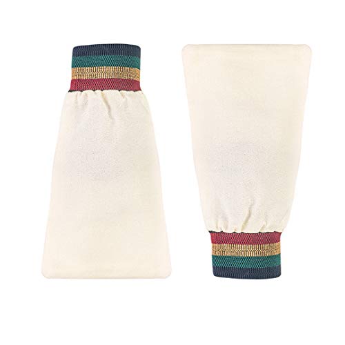 Hammam Kessa tradicional exfoliante, guante de baño Kese de primera calidad para ducha, spa, masajes y exfoliantes corporales, removedor de piel e impurezas, edición de goma (juego de 2)
