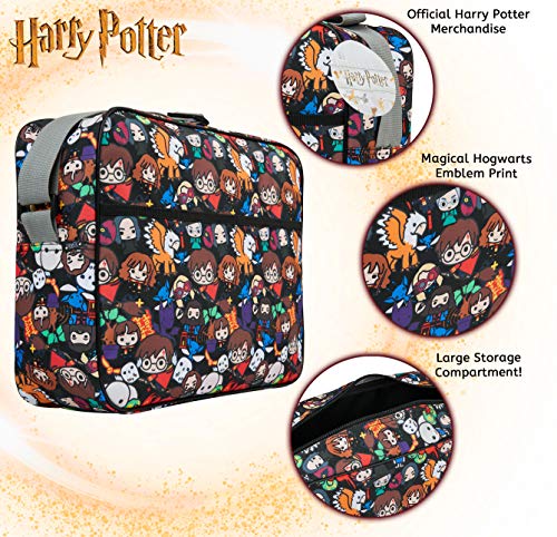 Harry Potter Mochila Bandolera para Colegio Viajes, Bolsa de Mensajero Estampado Chibi, Articulos de Harry Potter Oficiales, Regalos para Niños y Adolescentes