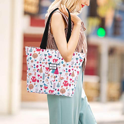 HAWEE Mujer Bolsa de Hombro con Cremallera Ligera Bolso Totalizador Impermeable Bolso de Bandolera Grande Bolsa de Compras Niña Bolsa de Asas para Vida Diaria Estudio Trabajo Viaje Playa