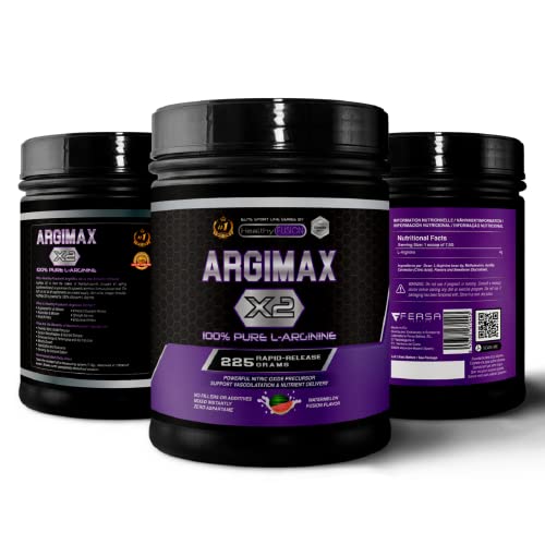 Healthy Fusion Arginina pura por dosis | Potente polvo de arginina para aumentar la energía, el rendimiento deportivo y el desarrollo muscular - 225 g