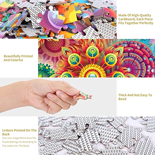 Herefun Rompecabezas Redondos 1000 Piezas, Juego Rompecabezas Arco Iris para Niños (Flor-D)