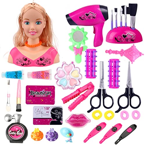 Hiraith Busto muñeca peinar y maquillar, 24/35 Accesorios Piezas Cabeza muñeca para peinar y maquillar, muñeca para maquillar y peinar Juguete para niñas más de 3 años