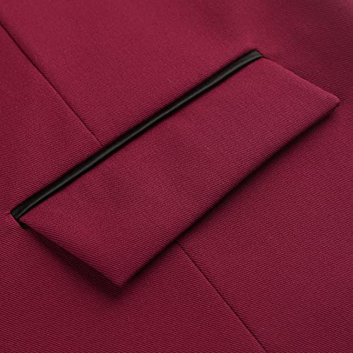 HISDERN Chaleco Vino Rojo Hombre Vestir Elegante Chalecos de Boda Formal Casual chaleco Fiesta Negocio Clásico con Bolsillos Moda S
