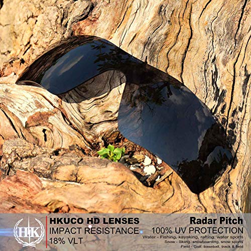 HKUCO Reforzarse Lentes de repuesto para Oakley Radar Pitch Gafas de sol Azul/Negro TAC Polarizado