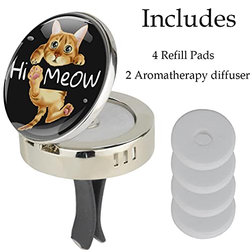 Hola Meow Eslogan Coche Perfume Ambientador Coche Coche Clip de Ventilación Fragancia Coche Olor Ambientador Difusor de Perfume (plateado)