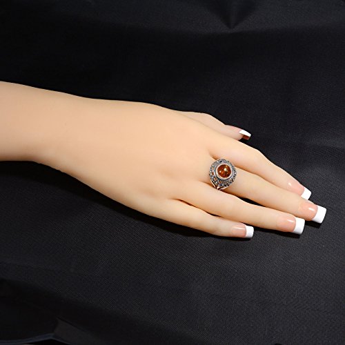 HolidayGiftShops Anillo de Plata esterlina y ámbar de Miel báltica Prado tamaño: 7.5