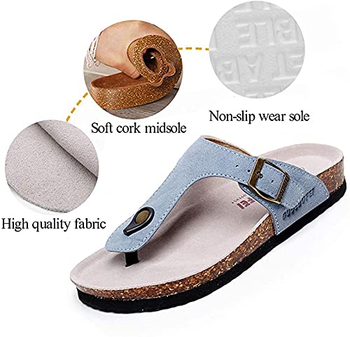 Hombre Mujer Zuecos Sandalias Unisex Adulto Chanclas Vestir Punta Descubierta Corcho Zapatillas Playa Verano Casa Zapatos (42/43 EU, Azul 2)