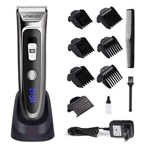 HOMEASY Set de maquinilla de afeitar de 0 mm para hombre, con cabezal de 0,8 a 32,8 mm, inalámbrica, para adultos y niños