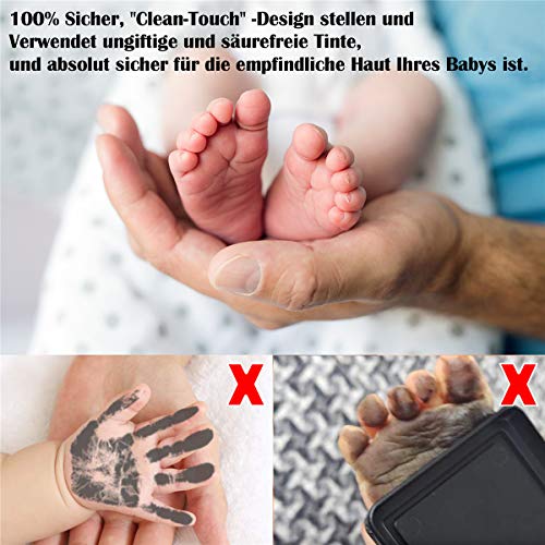 Huella bebé TBoonor huellas de perro,Almohadillas de Tinta No Tóxicas con marco de papel, tarjetas, pinzas y cuerda, la piel del bebé no entra en contacto con el color（2 Piezas） (3.Negro azul-4pcs)
