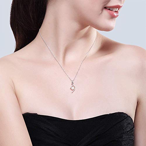 immobird Perlas Collar Collares Mujer Colgante Plata De Ley 925 y Circonita Cúbica Forma De Gota para Regalo San Valentín Día Madre