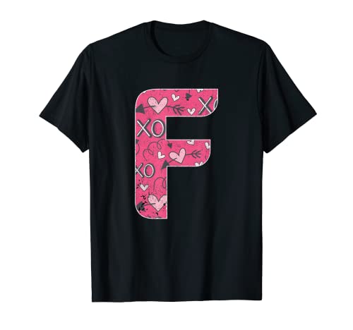 Impresionante letra F nombre inicial para niñas, mujeres, día de San Valentín Camiseta