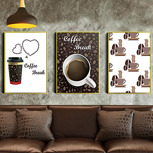 Impresiones en lienzo Pintura Vintage Europa Coffee Break Imágenes de arte de pared sobre lienzo para restaurante Póster nórdico Decoración para el hogar 80x100cm-3pcs Sin marco