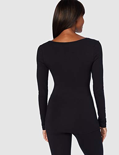 Iris & Lilly Camiseta Térmica Extra Cálida de Manga Larga Mujer, Pack de 2, Negro (Black), S, Label: S