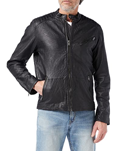 Jack & Jones Jjejoel Noos-Chaqueta de Piel, Negro, L para Hombre