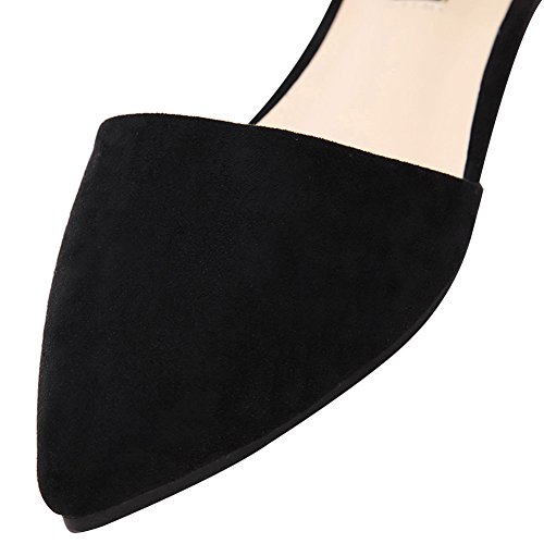 Jamron Mujer Dedo Punteado Terciopelo Bailarinas Elegante D'orsay Pumps Plano Zapatos de Vestir Negro SN02330 EU37