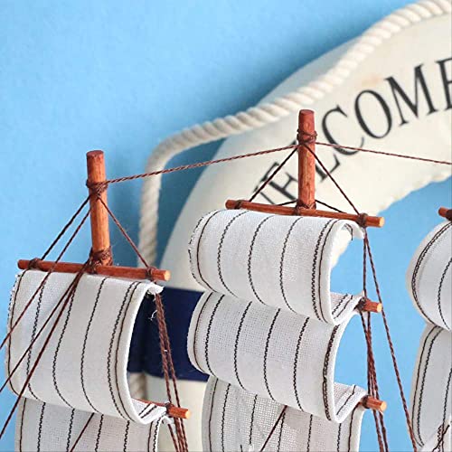 JANEFLY Decoración del hogar Adorno Estatuilla Clásicos Modelo de Barco de Vela Barco Antiguo Modelos de Barco Artesanía Hecha a Mano Estilo mediterráneo Recuerdos náuticos Marinos