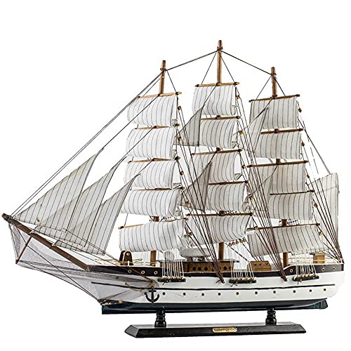JANEFLY Decoración para el hogar Estatuilla de Adorno Extra Grande 80 cm Clásicos Modelo de Barco de Vela Barco Antiguo Modelos de Barco Estilo mediterráneo Recuerdos náuticos Marinos Regalo