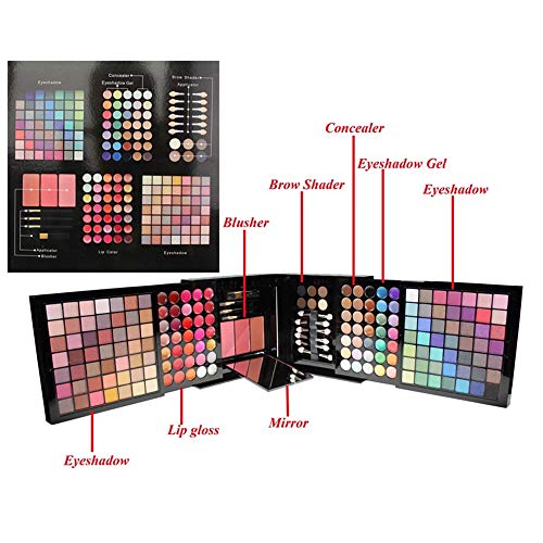 JasCherry Paleta de Sombras de Ojos 177 Colores de Estuche de Maquillaje Cosmético - Incluye Corrector Camuflaje y Polvo de Cejas y Rubor y Brillo Labios #2