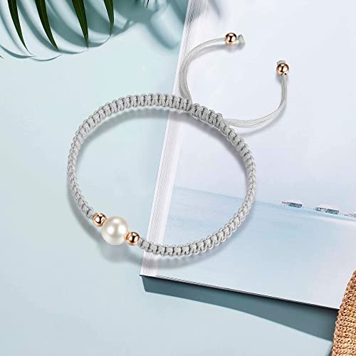 JENDEAR Pulseras de Perlas Trenzadas para Mujer Chicas Amistad Pareja Pulseras de Cuerda Trenzada Hechas a Mano Regalos Joyería Yoga