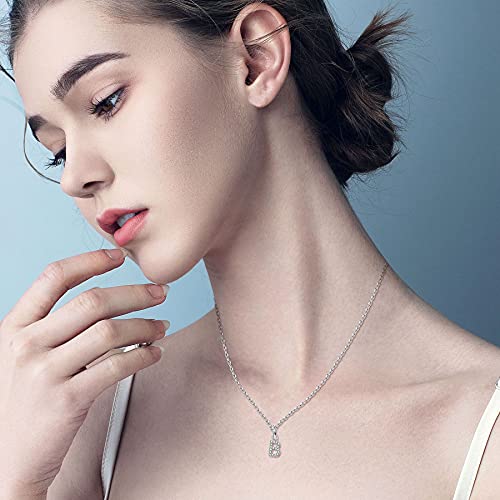 JeweBella Colgantes Iniciales Pequeñas de Plata de Ley 925 para Mujeres Niña Colgantes Letras con Crystal Cadena Collar 45 CM