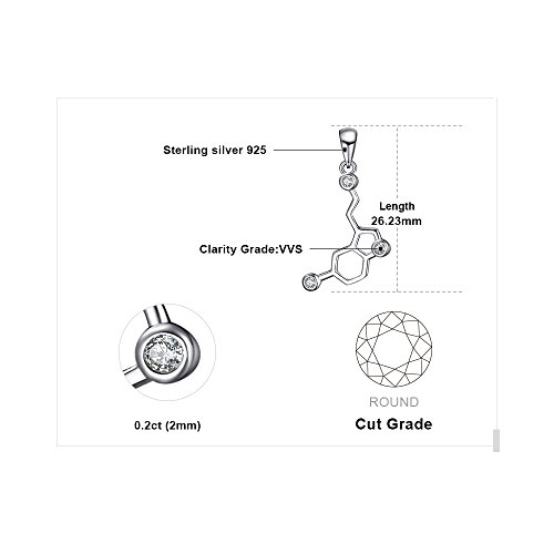 JewelryPalace Colgante Serotonin Molecule con 0,2ct circonita cúbica Collar Plata de ley 925 cadena de caja 45cm