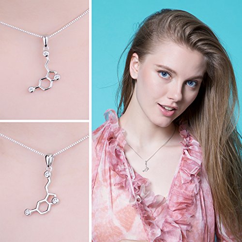 JewelryPalace Colgante Serotonin Molecule con 0,2ct circonita cúbica Collar Plata de ley 925 cadena de caja 45cm