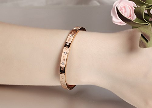 JewelryWe Juego de Pulsera con Reloj Oro Rosa, Moda Reloj de Diamantes Brillantes con Pulsera,Regalos dias de Madre