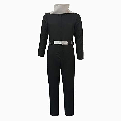 Jiumaocleu My Hero Academia Aizawa Shota Disfraz de cosplay para hombre, enterizo con cremallera completa con babero y cinturón disfraz de Halloween para adultos (negro