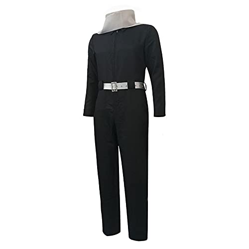 Jiumaocleu My Hero Academia Aizawa Shota Disfraz de cosplay para hombre, enterizo con cremallera completa con babero y cinturón disfraz de Halloween para adultos (negro