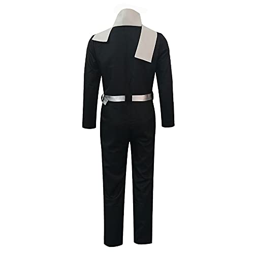 Jiumaocleu My Hero Academia Aizawa Shota Disfraz de cosplay para hombre, enterizo con cremallera completa con babero y cinturón disfraz de Halloween para adultos (negro
