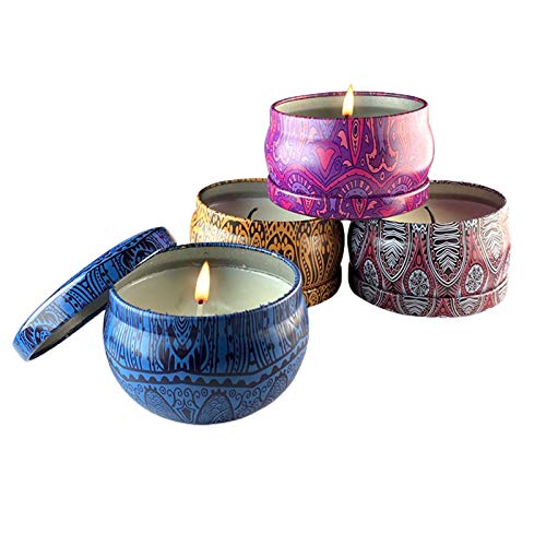 Juego de velas perfumadas de aromaterapia con Aceites Esenciales Cera de Soja Ecológico Sin humo Portátil Viaje Lata Tarro Velas Fragancia Regalos Set Para madres, mujeres, amigos y compañeros de trab
