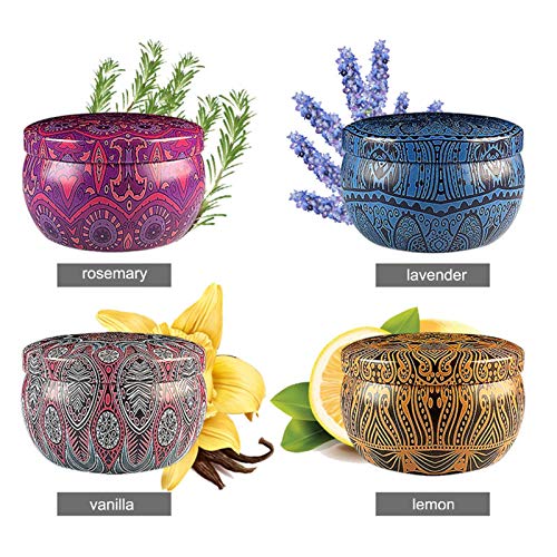 Juego de velas perfumadas de aromaterapia con aceites esenciales cera de soja sin humo ecológico portátil de viaje tarro de lata velas fragancia regalo conjunto Para madres, mujeres, amigos y compañer