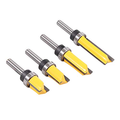 Justech 4PCS 8mm Fresas de Ranurar Profesional Router bit Juego de Fresas para Madera con Vástago de Diámetro 3/4" Fresas de Ranurar Cortador de Carpintería Cortadora de Madera Brocas para Fresadora