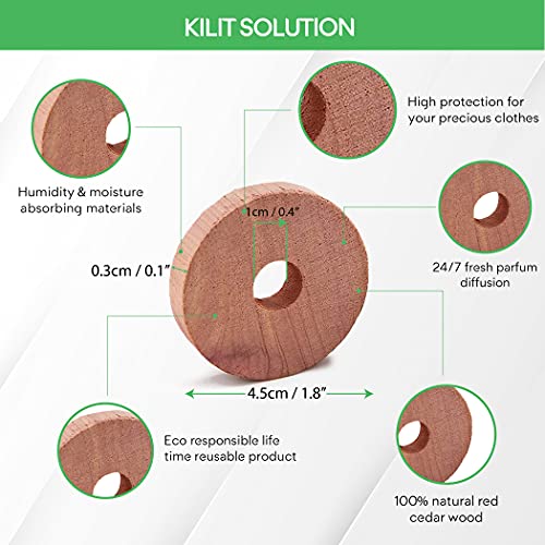 KALIGEN® ☆ AntiMites Madera de cedro | Pack de 50 | AntiMites Ropa Armario | Bolas AntiMites Natural | Anti Mites Textiles 100% Bio | Pack de 50 + + muchos regalos