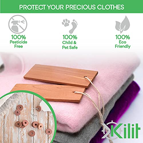 KALIGEN® ☆ AntiMites Madera de cedro | Pack de 50 | AntiMites Ropa Armario | Bolas AntiMites Natural | Anti Mites Textiles 100% Bio | Pack de 50 + + muchos regalos