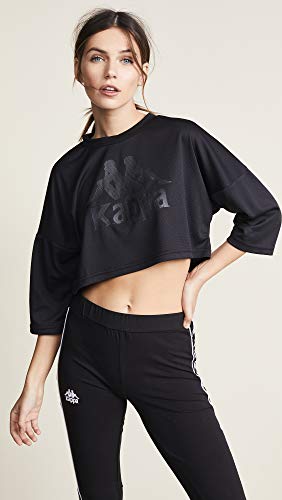 Kappa Authentic Anac Heritage Essentials Camiseta con Mangas 3/4, Mujer, Negro (Black), L