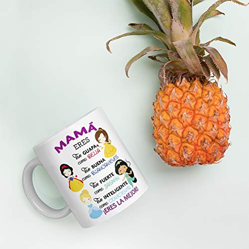 Kembilove. Taza de Café para Mamá con Frases Graciosas y Originales Mamá Eres Tan Guapa como Bella – Taza de Desayuno para Regalar el día del Madre – Tazas de Café para Madres y Abuelas