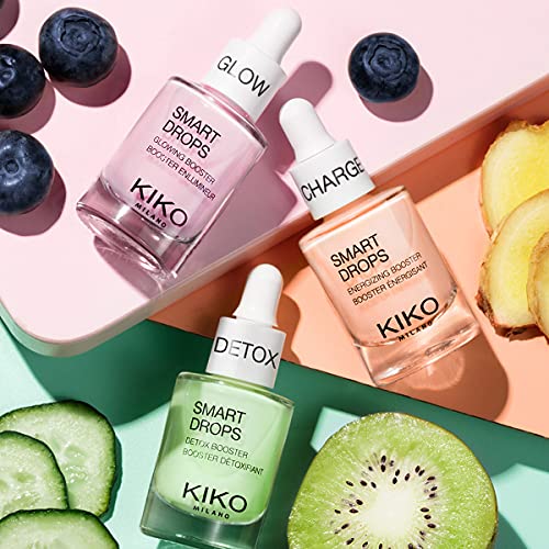 Kiko Milano Smart Drops Booster Set of 3 Facial Charge + Detox + Glow, Efecto Energizante, Detox y Illuminador