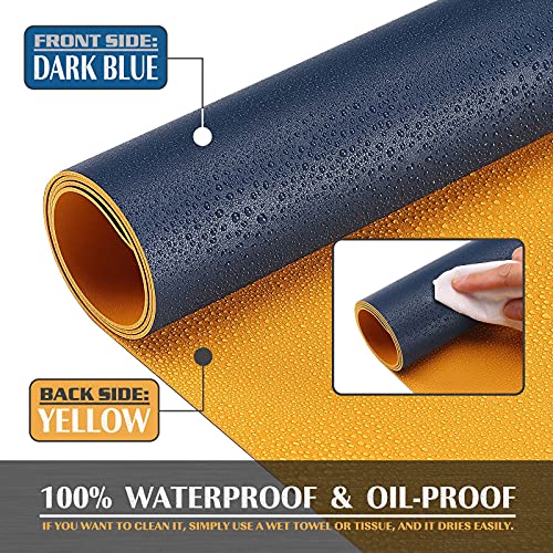 Knodel Alfombrilla de Escritorio, Tapete Escritoriode de Oficina, Alfombrilla de Escritorio Hecho de Cuero PU, Alfombrilla del Escritorio del Ordenador portátil, Doble Cara (40 x 80cm, Azul oscuro)