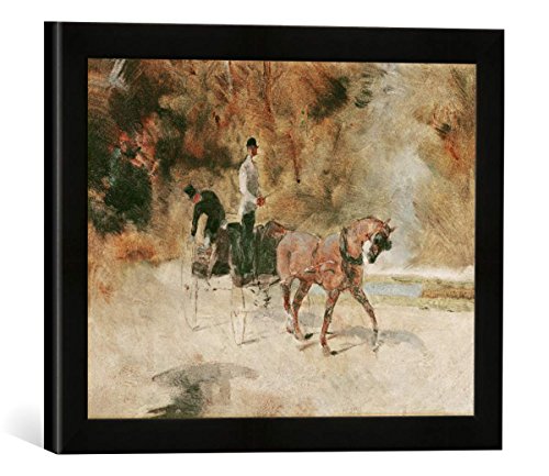 Kunst für Alle ' – Fotografía enmarcada de de Henri de Toulouse Lautrec a Dog de Cart, 1880, de impresión handgefertigten imágenes de Marco, 40 x 30 cm, Color Negro Mate