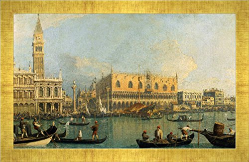 Kunst für Alle ' – Fotografía enmarcada de Giovanni Antonio Canaletto La Doge – Palacio y la Plaza de San Marcos, De Impresión handgefertigten imágenes de Marco, 40 x 30 cm, Oro Raya