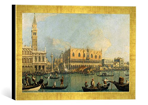 Kunst für Alle ' – Fotografía enmarcada de Giovanni Antonio Canaletto La Doge – Palacio y la Plaza de San Marcos, De Impresión handgefertigten imágenes de Marco, 40 x 30 cm, Oro Raya