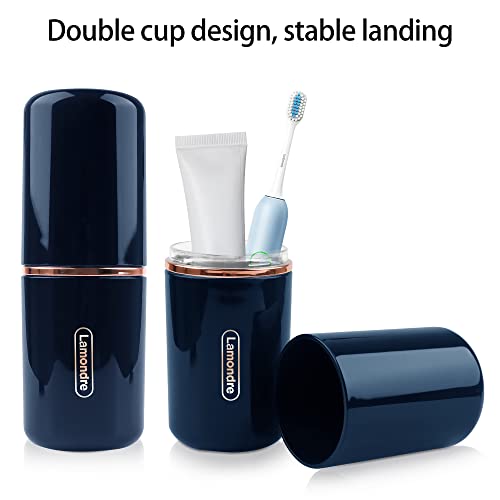 Lamondre Estuche de Cepillo de Dientes de Viaje Soporte de Cepillo de Dientes portátil y Soporte de Pasta de Dientes Muy Adecuado para Viajes, Camping y Negocios (Azul)